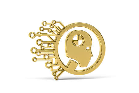 Golden 3d technology icon isolated on white background - 3d renderの写真素材