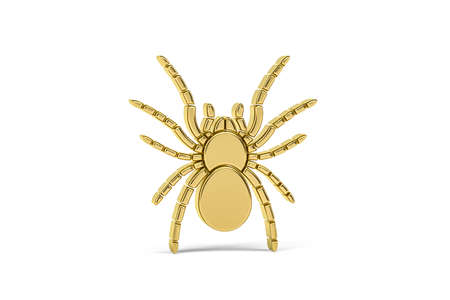 Golden 3d spider icon isolated on white background - 3d renderの写真素材