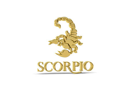 Golden 3d scorpio icon isolated on white background - 3d renderの写真素材