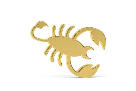 Golden 3d scorpio icon isolated on white background - 3d renderの写真素材