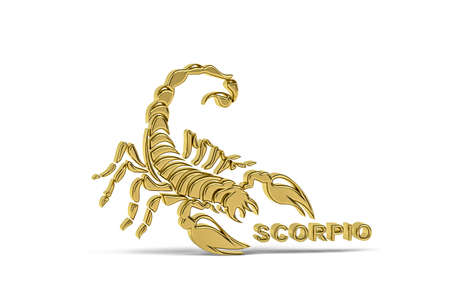 Golden 3d scorpio icon isolated on white background - 3d renderの写真素材