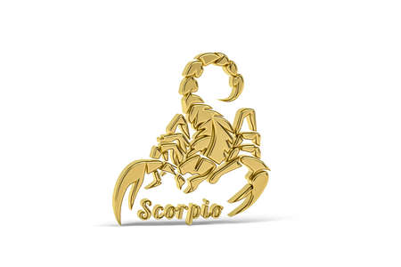 Golden 3d scorpio icon isolated on white background - 3d renderの写真素材