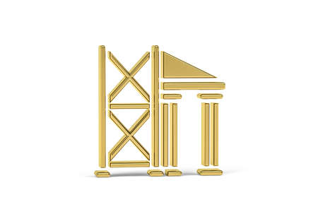 Golden 3D scaffolding icon isolated on white background - 3D renderの写真素材