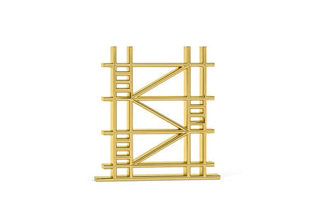 Golden 3D scaffolding icon isolated on white background - 3D renderの写真素材