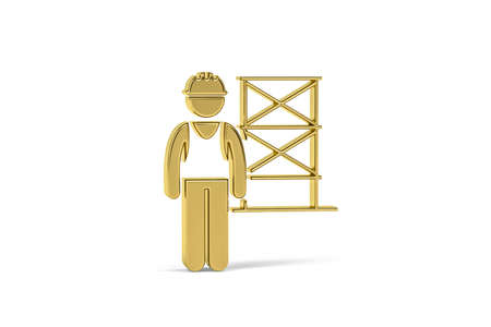 Golden 3D scaffolding icon isolated on white background - 3D renderの写真素材