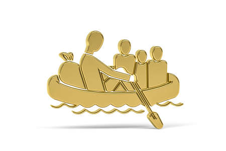 Golden 3D refugee icon isolated on white background - 3D renderの写真素材