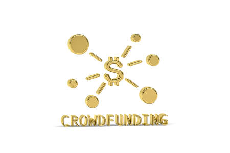 Golden 3d crowdfunding icon isolated on white background - 3d renderの写真素材