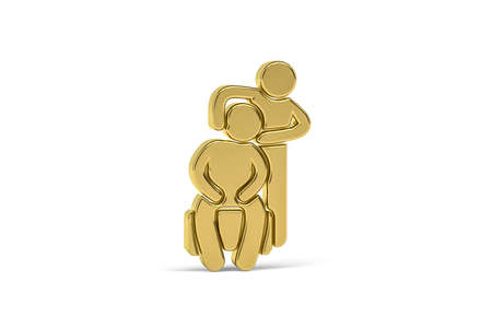 Golden 3d massage icon isolated on white background - 3d renderの写真素材