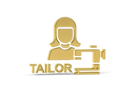 Golden 3d tailor icon isolated on white background - 3d renderの写真素材