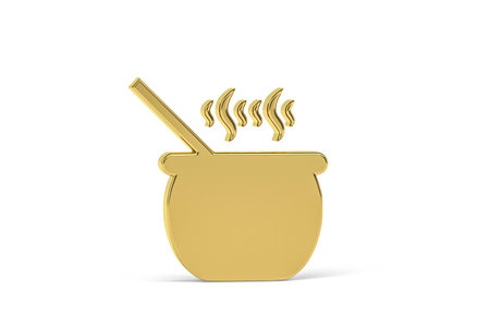 Golden 3d pot icon isolated on white background - 3d renderの写真素材