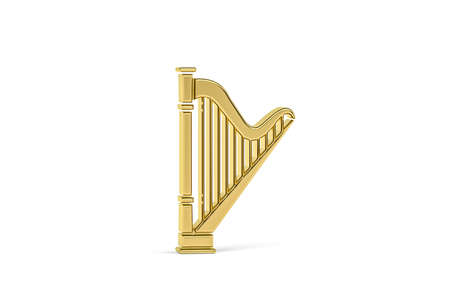 Golden 3d classical music icon isolated on white background - 3d renderの写真素材
