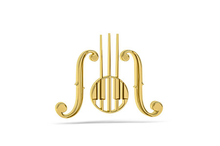 Golden 3d classical music icon isolated on white background - 3d renderの写真素材