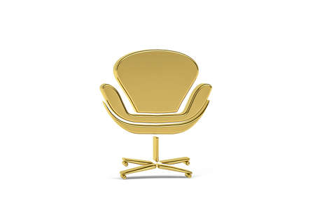Golden chair icon isolated on white background - 3d renderの写真素材