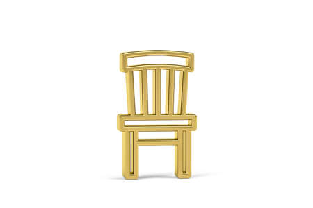 Golden chair icon isolated on white background - 3d renderの写真素材