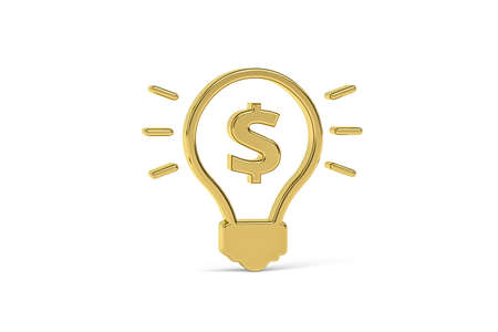 Golden 3d investing icon isolated on white background - 3d renderの写真素材