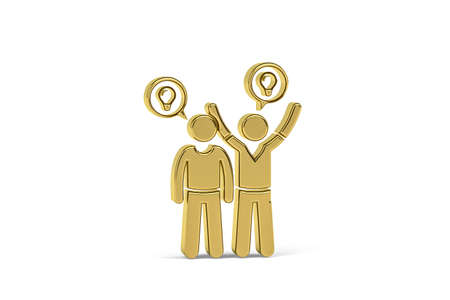 Golden 3d startup company icon isolated on white background - 3d renderの写真素材