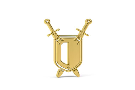 Golden 3d castle icon isolated on white background - 3d renderの写真素材