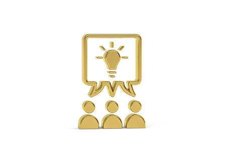 Golden 3d innovation icon isolated on white background - 3d render