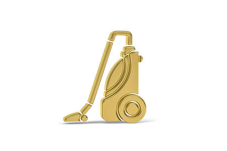 Golden 3d vacuum cleaner icon isolated on white background - 3d renderの写真素材