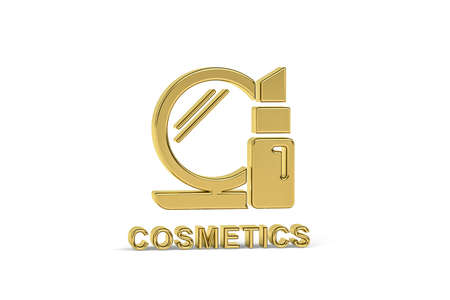 Golden 3d cosmetics icon isolated on white background - 3d renderの写真素材