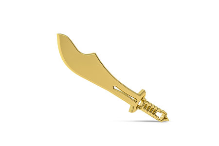 Golden 3d sword icon isolated on white background - 3d render
