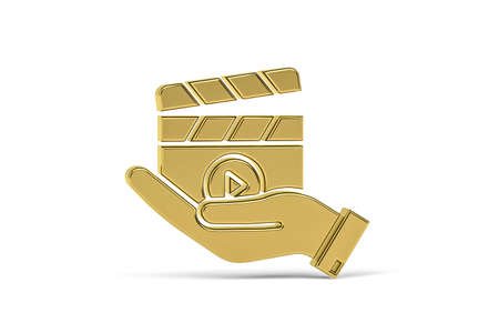 Golden 3d director icon isolated on white background - 3D renderの写真素材