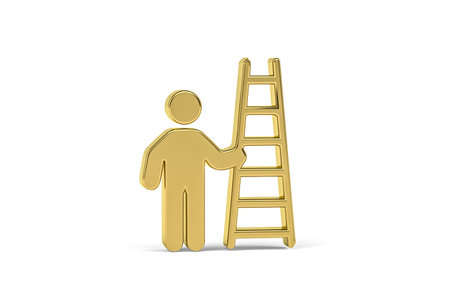 Golden 3d ladder icon isolated on white background - 3d render