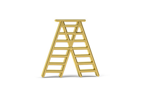 Golden 3d ladder icon isolated on white background - 3d renderの写真素材