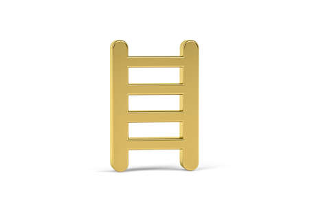 Golden 3d ladder icon isolated on white background - 3d renderの写真素材