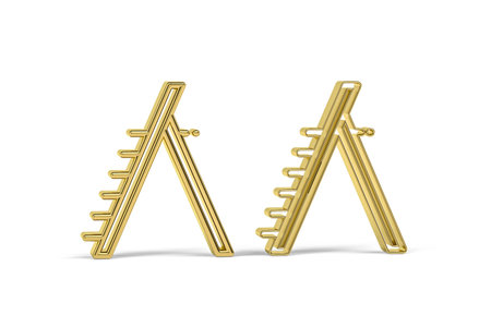 Golden 3d ladder icon isolated on white background - 3d renderの写真素材