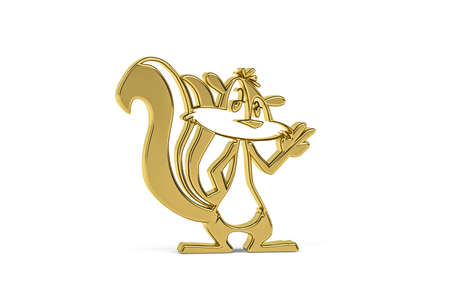 Golden 3d skunk icon isolated on white background - 3d renderの写真素材