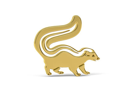 Golden 3d skunk icon isolated on white background - 3d renderの写真素材