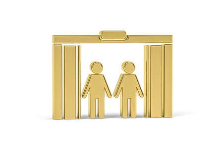 Golden 3d lift icon isolated on white background - 3d renderの写真素材