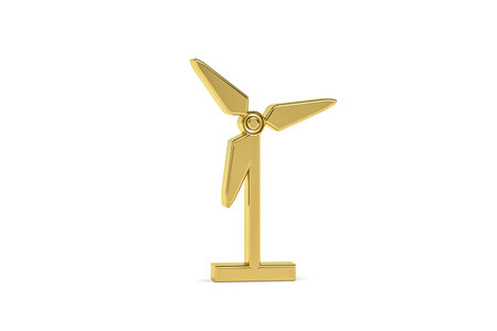 Golden 3d fan icon isolated on white background - 3d renderの写真素材