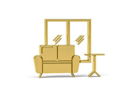 Golden 3d living room icon isolated on white background - 3d renderの写真素材