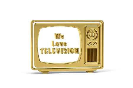 Golden 3d World Television Day icon isolated on white background - 3D renderの写真素材