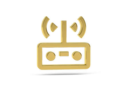 Golden 3d radio control icon isolated on white background - 3D renderの写真素材