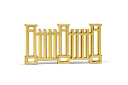 Golden 3d fence icon isolated on white background - 3d renderの写真素材