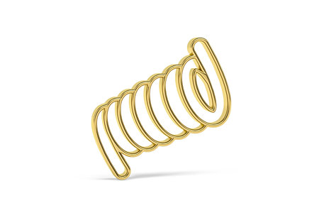 Golden 3d spring icon isolated on white background - 3d render