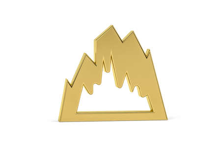 Golden 3d cave icon isolated on white background - 3d renderの写真素材