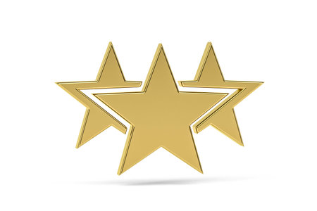 Golden 3d star icon isolated on white background - 3d render