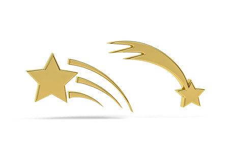 Golden 3d star icon isolated on white background - 3d render