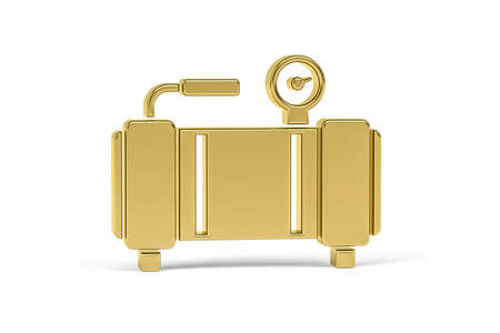 Golden 3d air compressor icon isolated on white background - 3D renderの写真素材