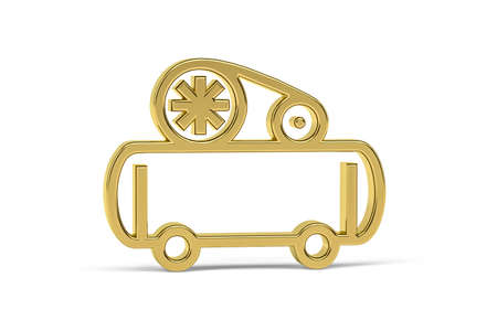 Golden 3d air compressor icon isolated on white background - 3D renderの写真素材