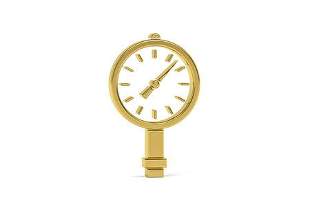 Golden 3d manometer icon isolated on white background - 3D render