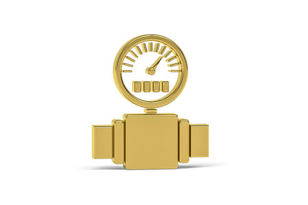 Golden 3d manometer icon isolated on white background - 3D render