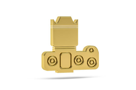 Golden 3d photo camera icon isolated on white background - 3D renderの写真素材