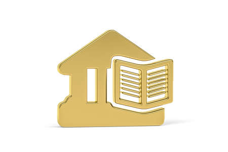 Golden 3d library icon isolated on white background - 3D renderの写真素材