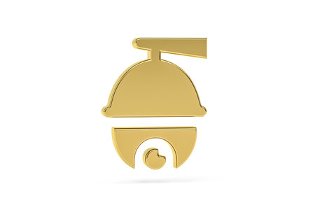 Golden 3d security camera icon isolated on white background - 3D render