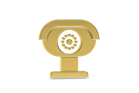 Golden 3d security camera icon isolated on white background - 3D renderの写真素材